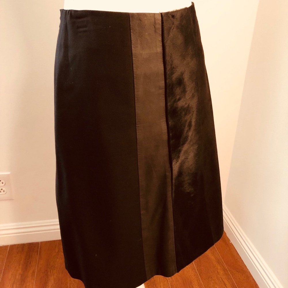 Theory A-Line leather pony skirt